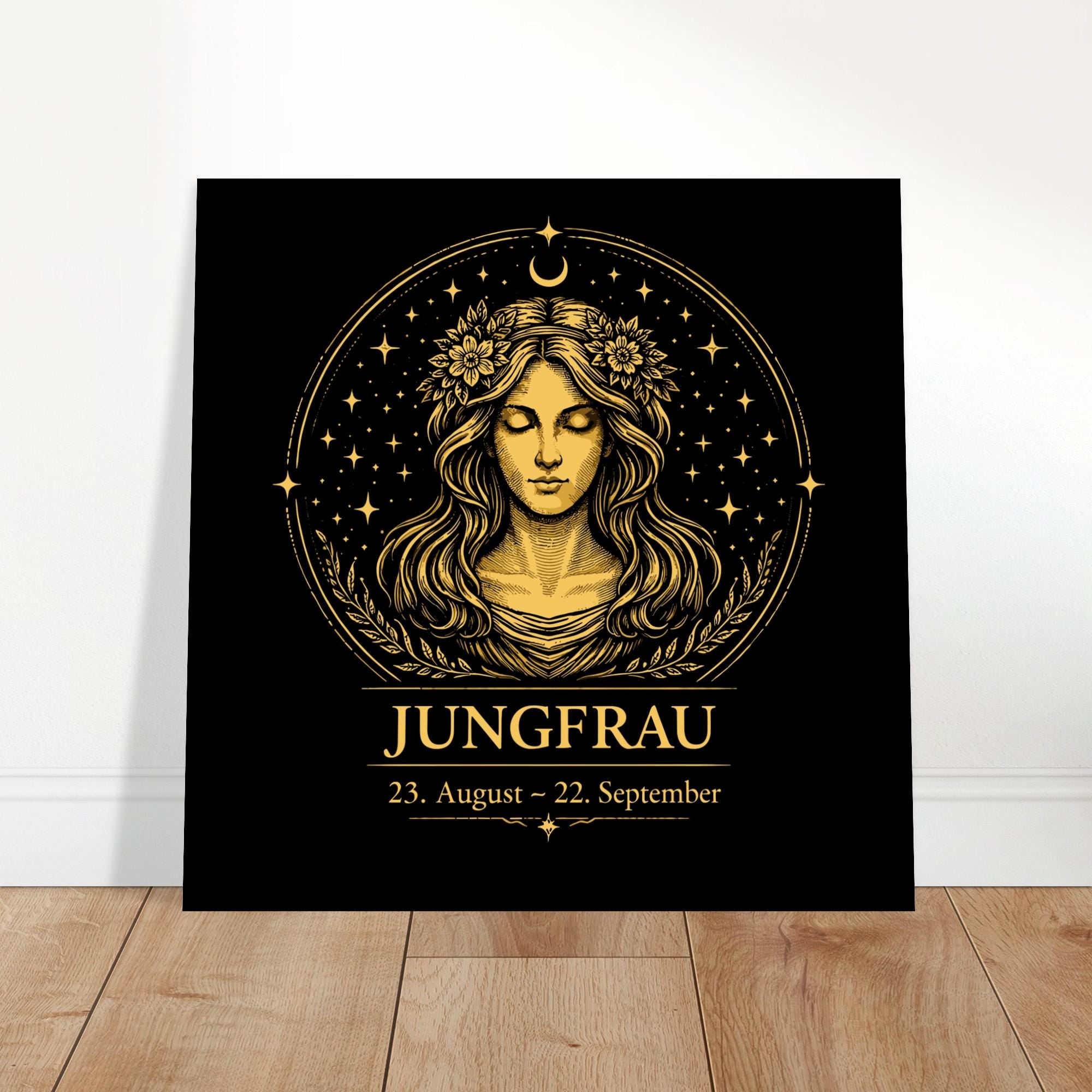 Sternzeichen Jungfrau Wandbild – Fine Art Zodiac Wall ArtAstrologie Kunstdruck – Jungfrau Poster Schwarz Gold – Sternzeichen Geschenk