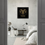 Sternzeichen Widder Wandbild – Fine Art Zodiac Wall Art – Astrologie Kunstdruck – Widder Poster Schwarz Gold – Sternzeichen Geschenk