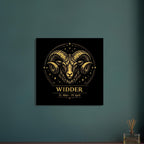 Sternzeichen Widder Wandbild – Fine Art Zodiac Wall Art – Astrologie Kunstdruck – Widder Poster Schwarz Gold – Sternzeichen Geschenk