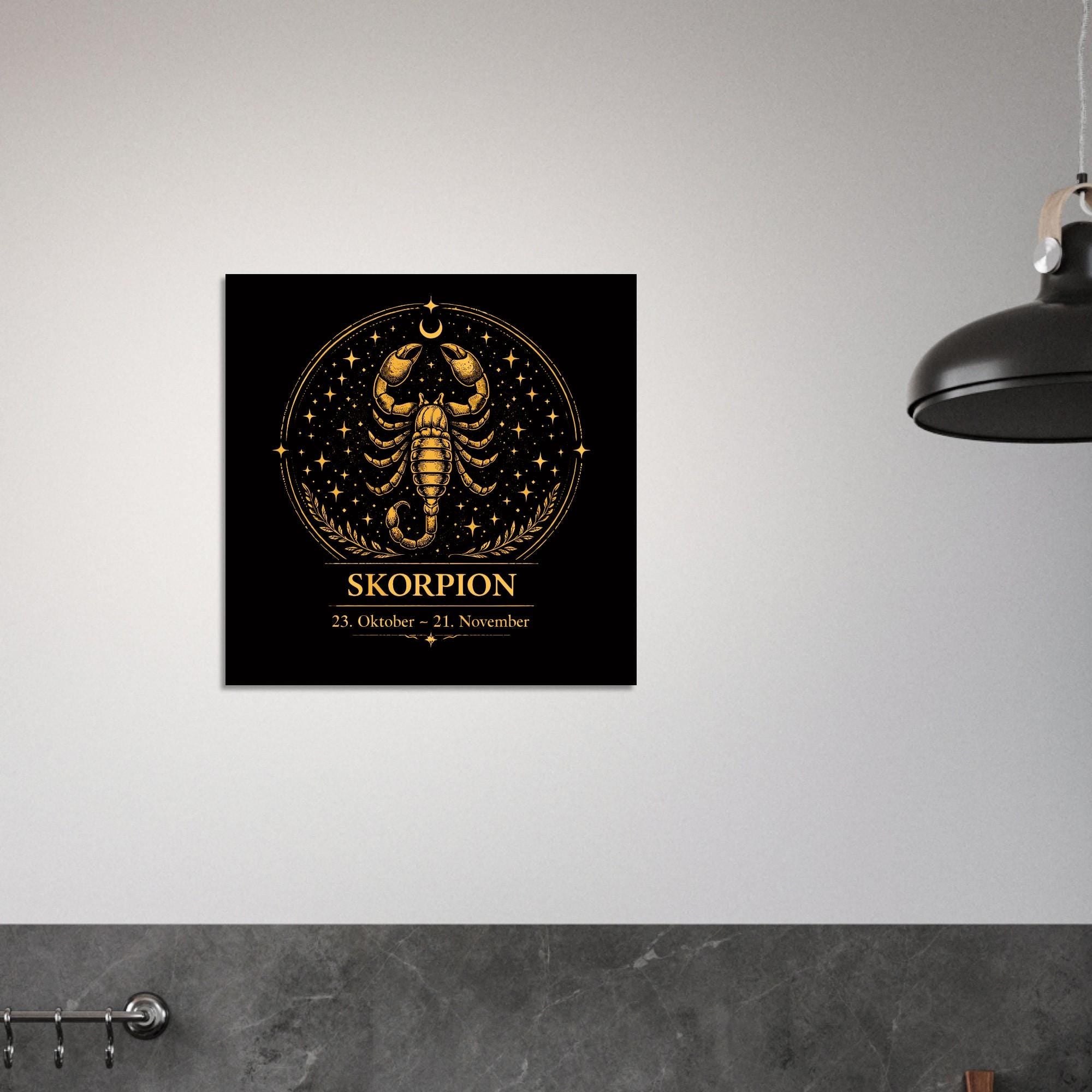 Sternzeichen Skorpion Wandbild – Fine Art Zodiac Wall Art – Astrologie Kunstdruck – Skorpion Poster Schwarz Gold – Sternzeichen Geschenk