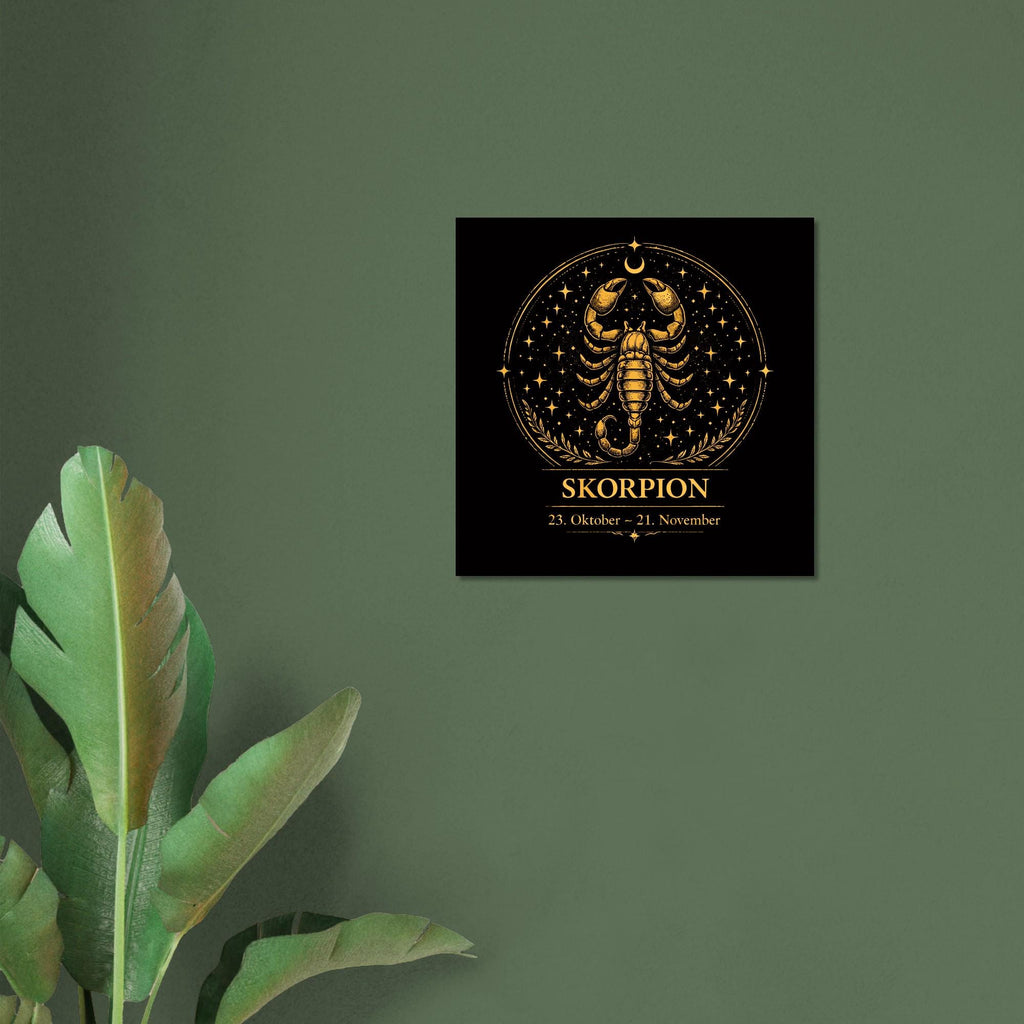 Sternzeichen Skorpion Wandbild – Fine Art Zodiac Wall Art – Astrologie Kunstdruck – Skorpion Poster Schwarz Gold – Sternzeichen Geschenk