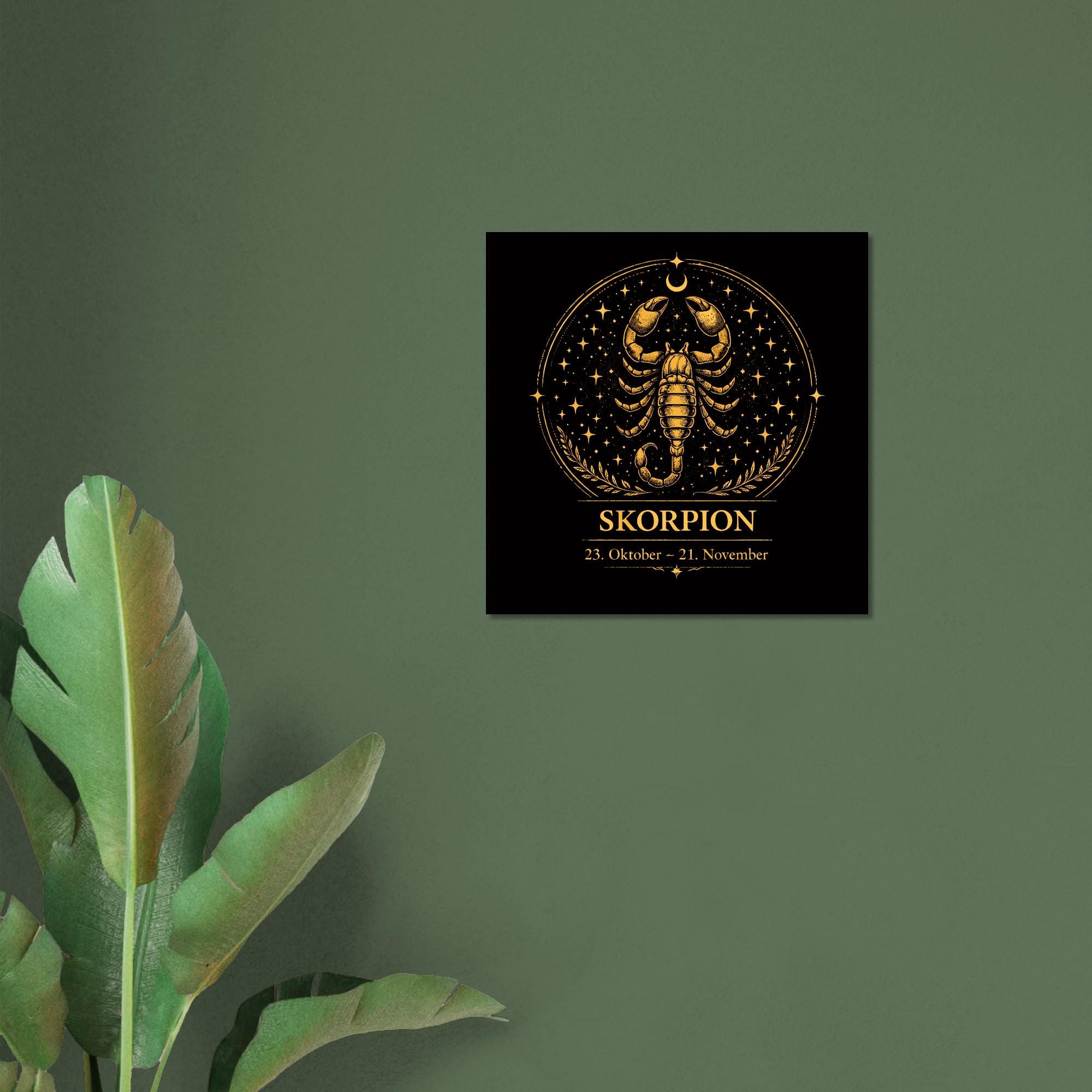 Sternzeichen Skorpion Wandbild – Fine Art Zodiac Wall Art – Astrologie Kunstdruck – Skorpion Poster Schwarz Gold – Sternzeichen Geschenk