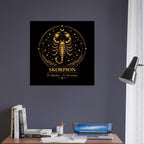 Sternzeichen Skorpion Wandbild – Fine Art Zodiac Wall Art – Astrologie Kunstdruck – Skorpion Poster Schwarz Gold – Sternzeichen Geschenk