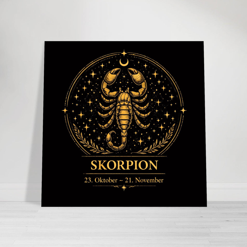 Sternzeichen Skorpion Wandbild – Fine Art Zodiac Wall Art – Astrologie Kunstdruck – Skorpion Poster Schwarz Gold – Sternzeichen Geschenk