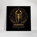 Sternzeichen Skorpion Wandbild – Fine Art Zodiac Wall Art – Astrologie Kunstdruck – Skorpion Poster Schwarz Gold – Sternzeichen Geschenk