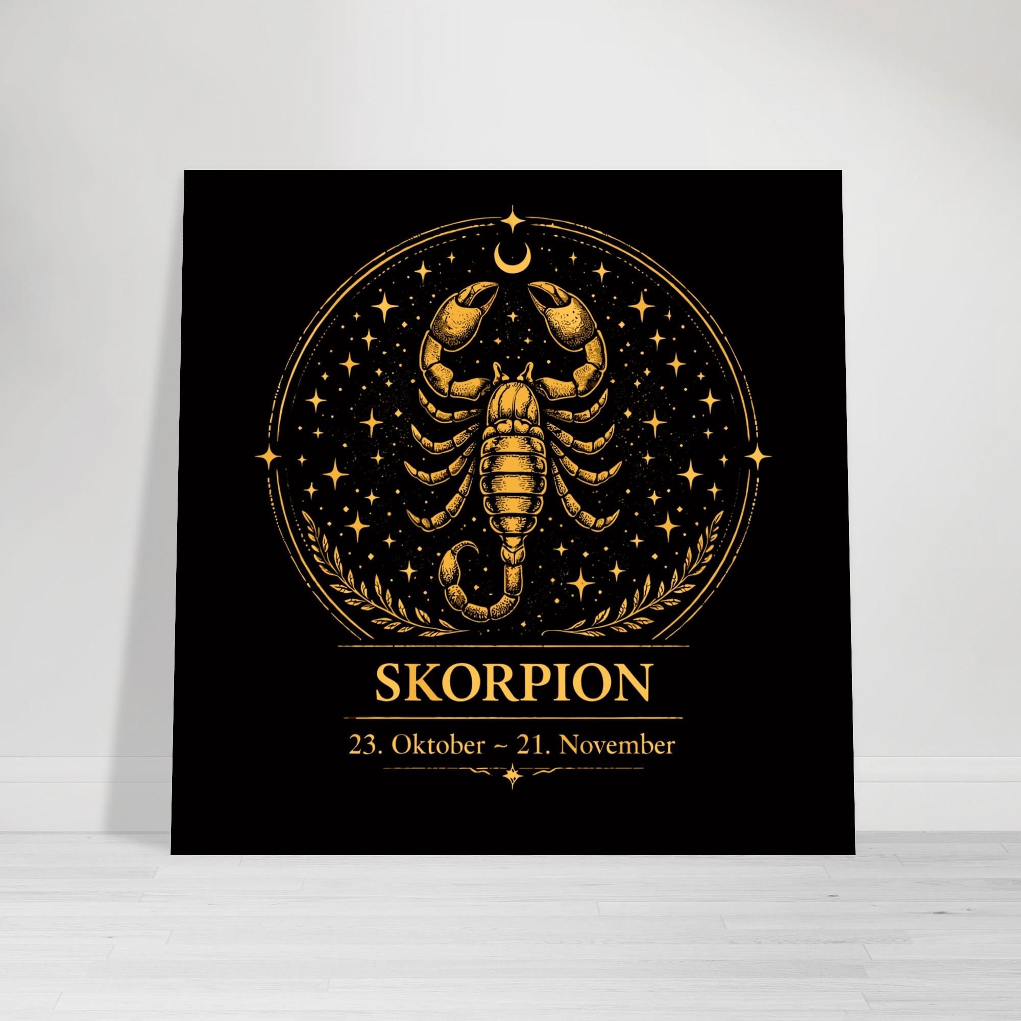 Sternzeichen Skorpion Wandbild – Fine Art Zodiac Wall Art – Astrologie Kunstdruck – Skorpion Poster Schwarz Gold – Sternzeichen Geschenk