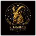 Sternzeichen Steinbock Wandbild – Fine Art Zodiac Wall Art – Astrologie Kunstdruck – Steinbock Poster Schwarz Gold – Sternzeichen Geschenk