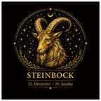 Sternzeichen Steinbock Wandbild – Fine Art Zodiac Wall Art – Astrologie Kunstdruck – Steinbock Poster Schwarz Gold – Sternzeichen Geschenk