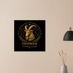 Sternzeichen Steinbock Wandbild – Fine Art Zodiac Wall Art – Astrologie Kunstdruck – Steinbock Poster Schwarz Gold – Sternzeichen Geschenk
