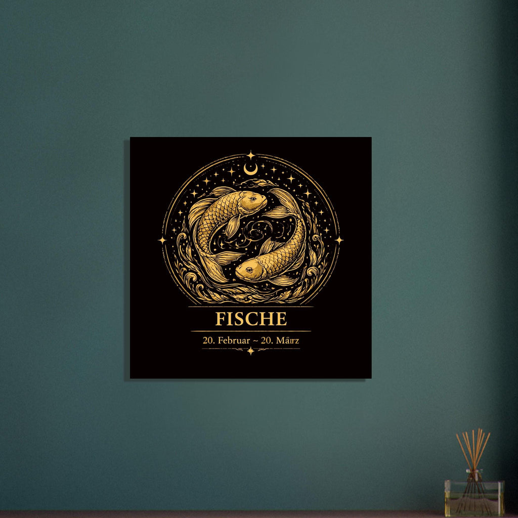 Sternzeichen Fische Wandbild – Fine Art Zodiac Wall Art – Astrologie Kunstdruck – Fische Poster Schwarz Gold – Sternzeichen Geschenk