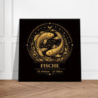 Sternzeichen Fische Wandbild – Fine Art Zodiac Wall Art – Astrologie Kunstdruck – Fische Poster Schwarz Gold – Sternzeichen Geschenk