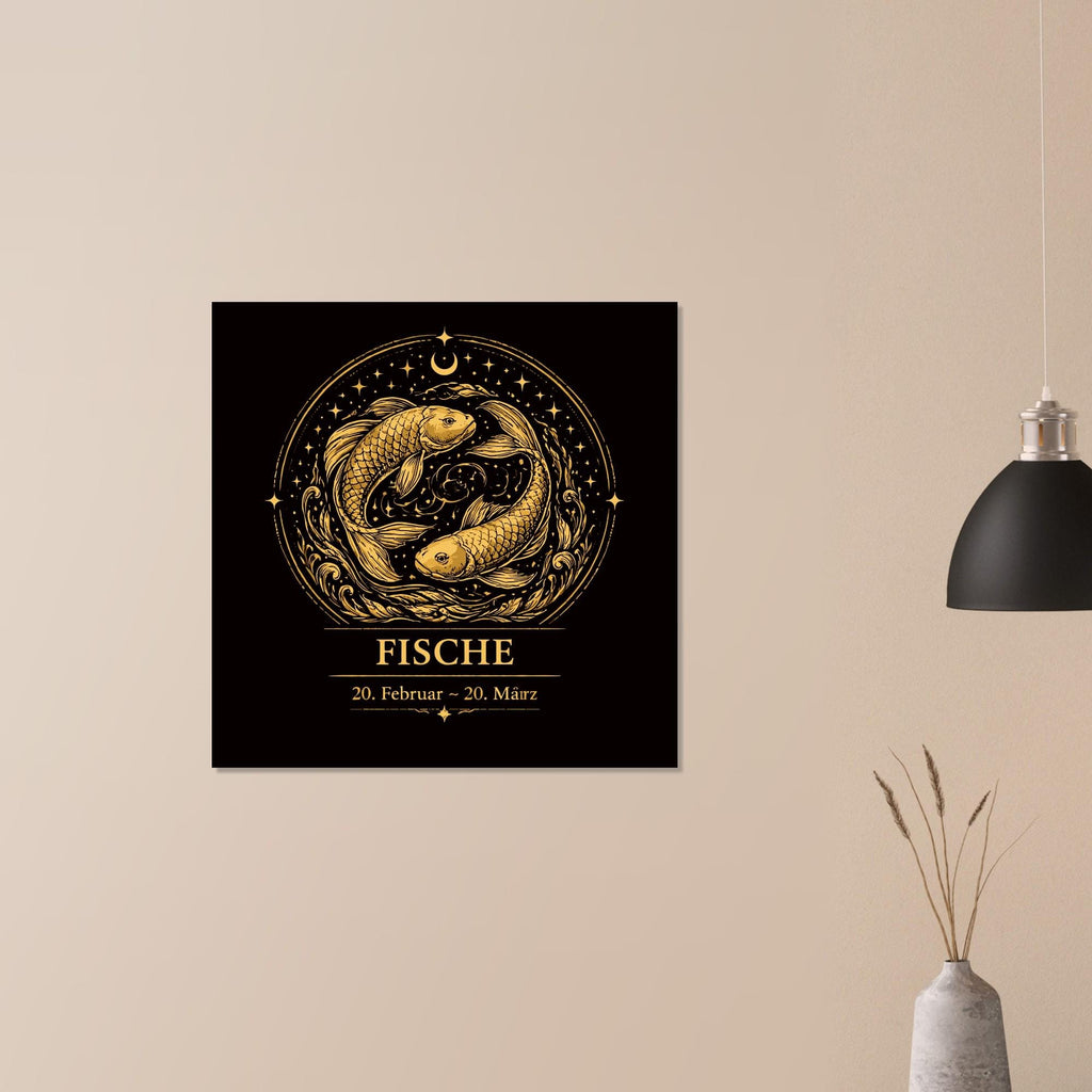 Sternzeichen Fische Wandbild – Fine Art Zodiac Wall Art – Astrologie Kunstdruck – Fische Poster Schwarz Gold – Sternzeichen Geschenk