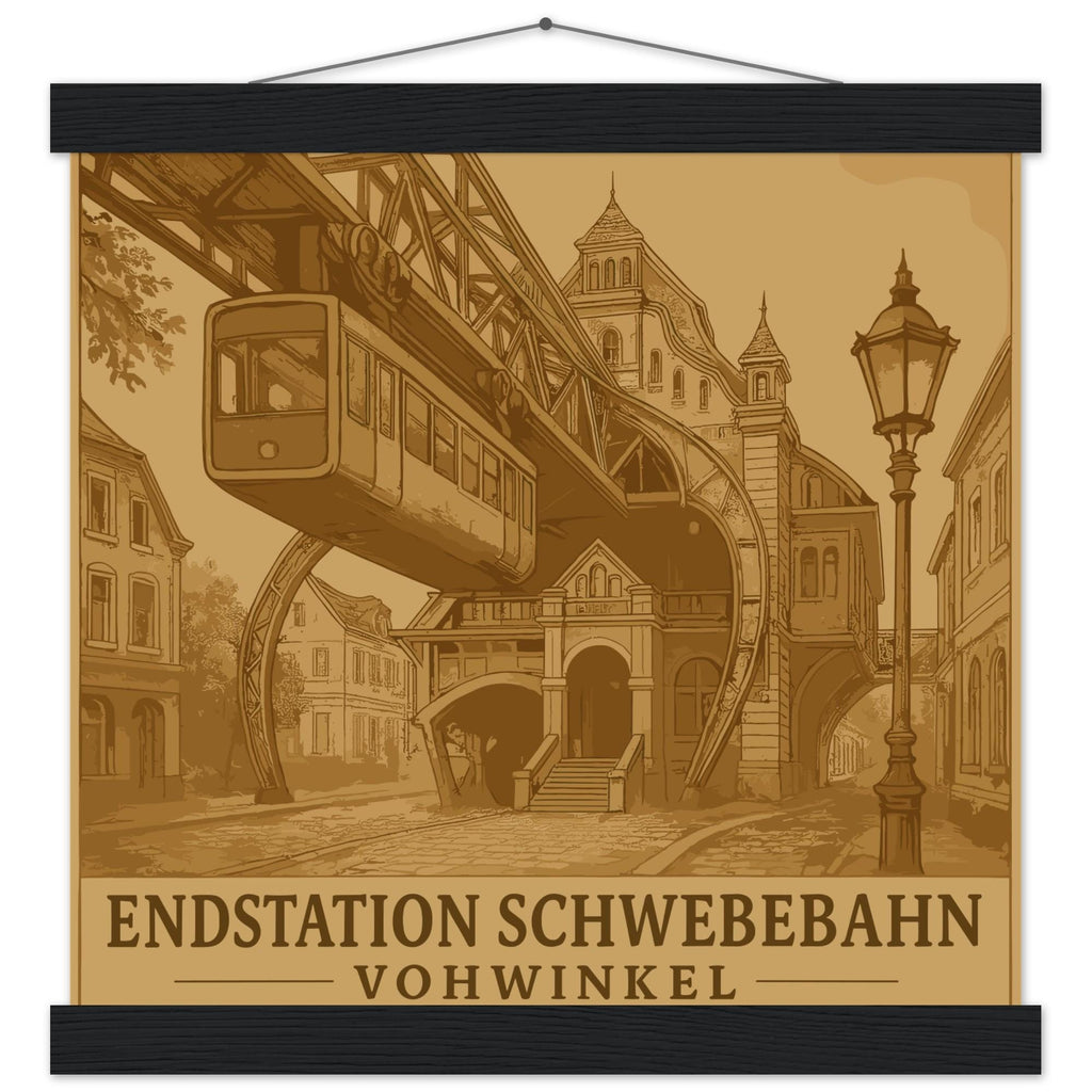 Wuppertal Schwebebahn Wandbild – Endstation Vohwinkel Poster mit Holzaufhängung – Wuppertal Andenken – Schwebebahn Geschenk