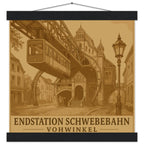 Wuppertal Schwebebahn Wandbild – Endstation Vohwinkel Poster mit Holzaufhängung – Wuppertal Andenken – Schwebebahn Geschenk