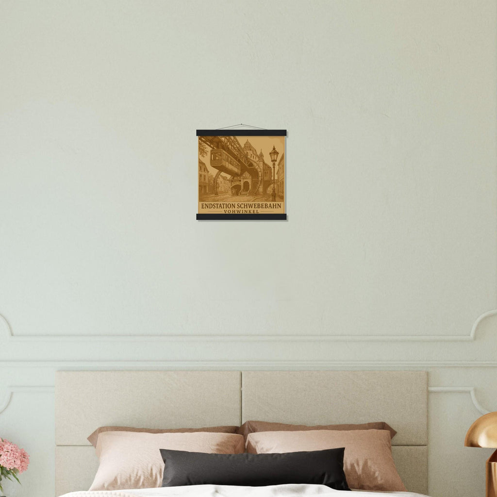 Wuppertal Schwebebahn Wandbild – Endstation Vohwinkel Poster mit Holzaufhängung – Wuppertal Andenken – Schwebebahn Geschenk