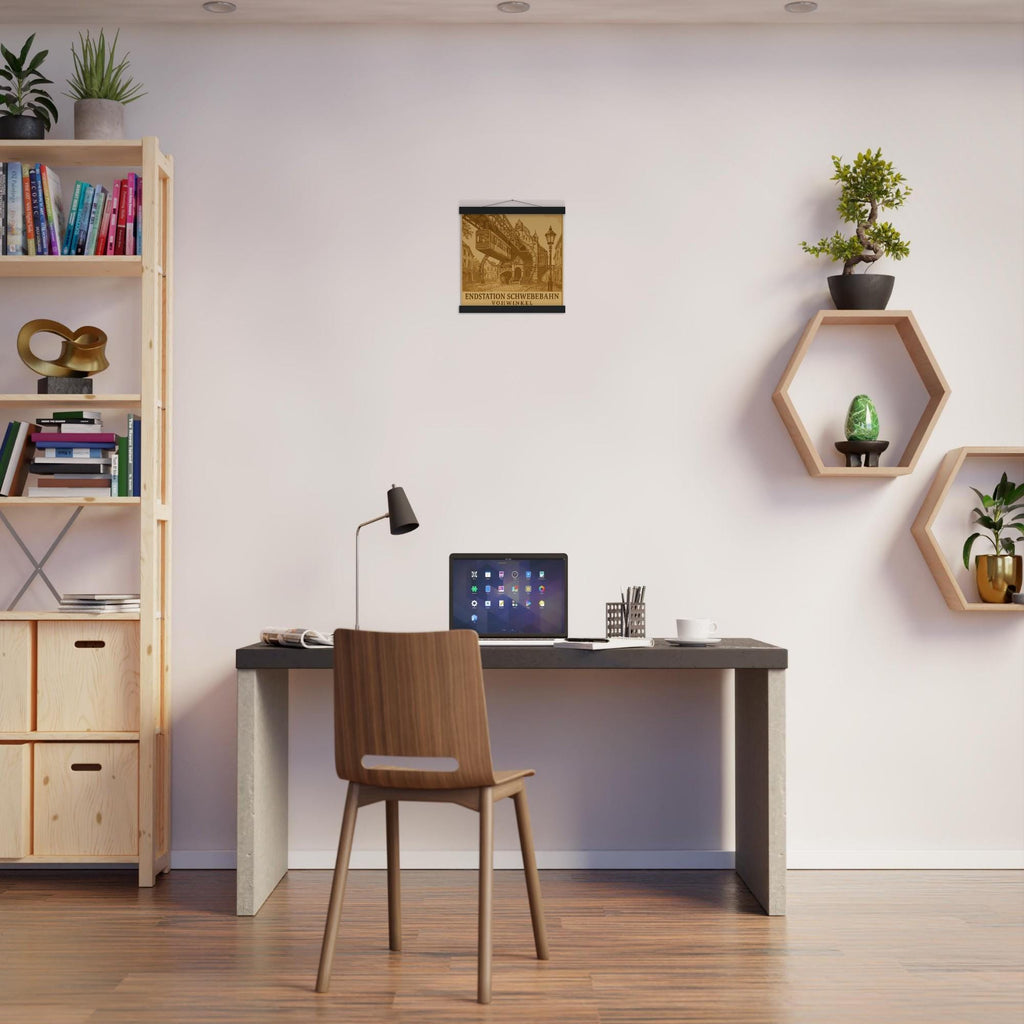 Wuppertal Schwebebahn Wandbild – Endstation Vohwinkel Poster mit Holzaufhängung – Wuppertal Andenken – Schwebebahn Geschenk