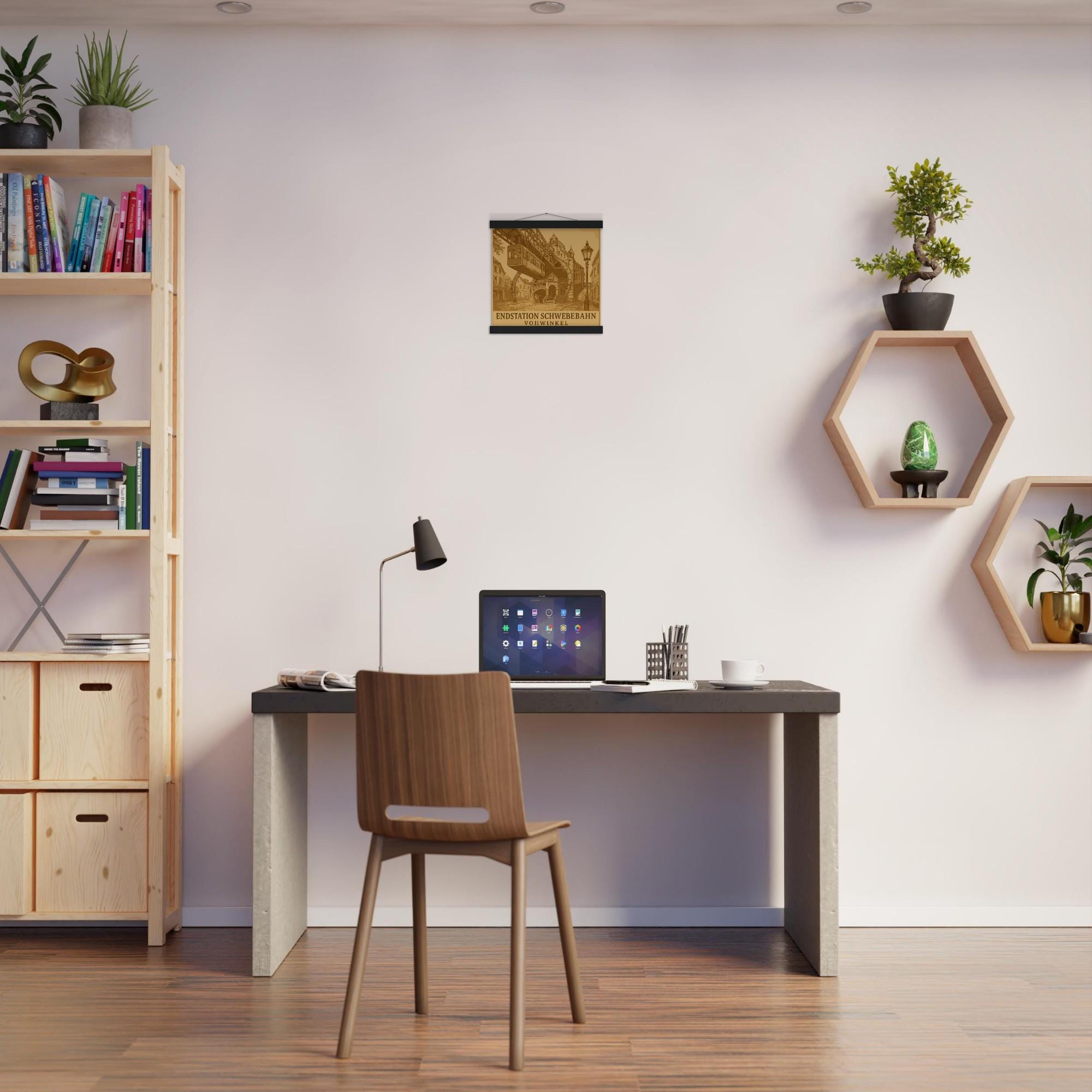 Wuppertal Schwebebahn Wandbild – Endstation Vohwinkel Poster mit Holzaufhängung – Wuppertal Andenken – Schwebebahn Geschenk