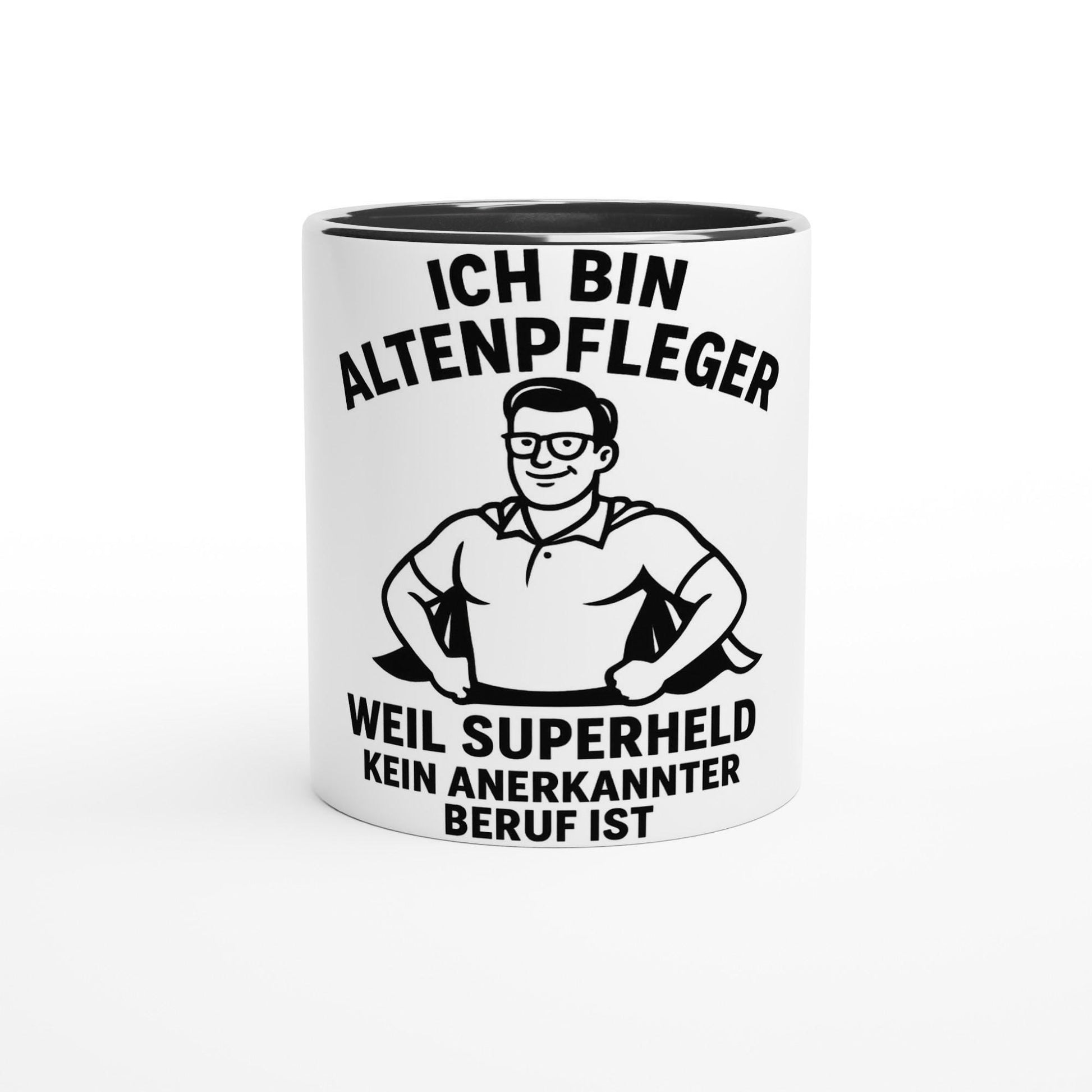 Lustige Tasse Pflegeberuf mit Spruch Ich bin Altenpfleger weil Superheld kein anerkannter Beruf ist
