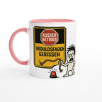 Weiße Tasse mit rosa Henkel und lustigem Aufdruck Geduldsfaden gerissen Außer Betrieb Tasse Geduldsfaden gerissen kaufen