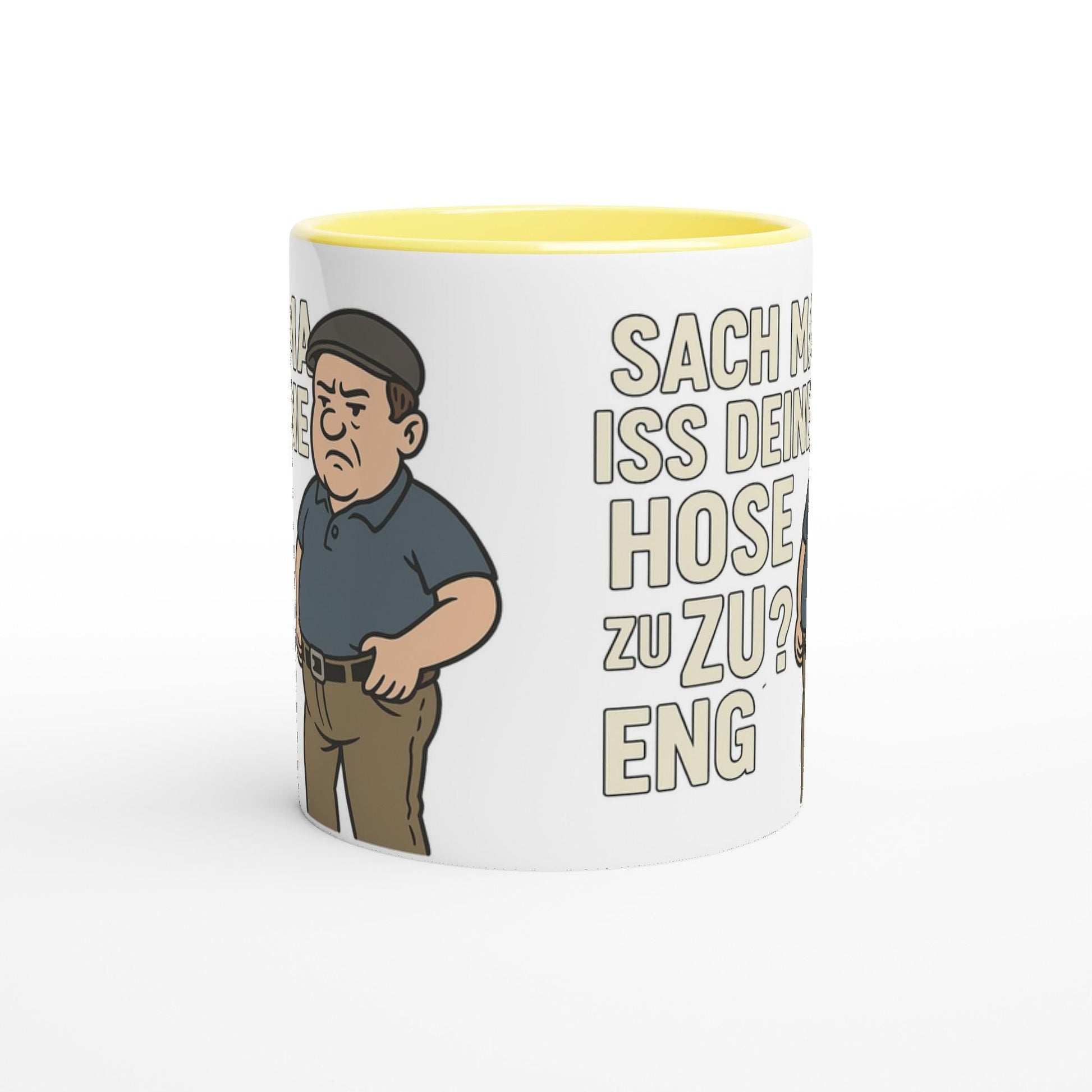 Witzige Geschenkidee für Ruhrpott Fans Tasse mit spruch und Cartoonmotiv in Weiß und Gelb