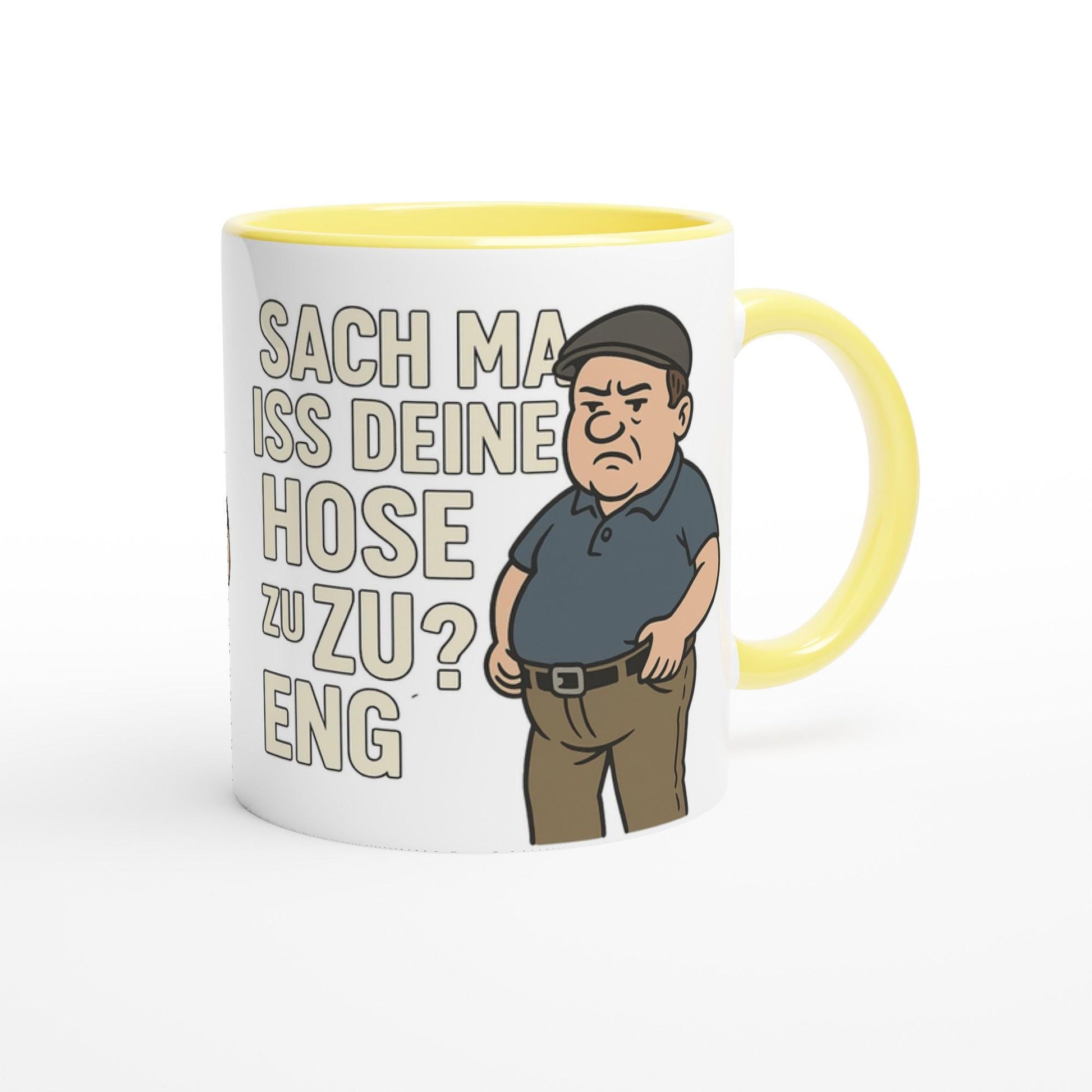 Keramiktasse mit gelbem Henkel und Spruch Geschenkidee für Ruhrpott Fans mit Ruhrpott-Motiv